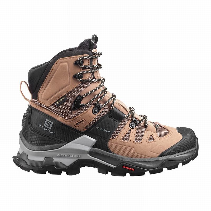 Salomon Singapore Womens Hiking Boots - QUEST 4 GORE-TEX Brown/Black | 17392-LVJA